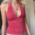 Plaid Heart Lace-Up Crop Top