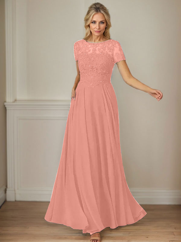 Dunkelblaues A-Linien-Pailletten-Chiffonkleid mit U-Boot-Ausschnitt 