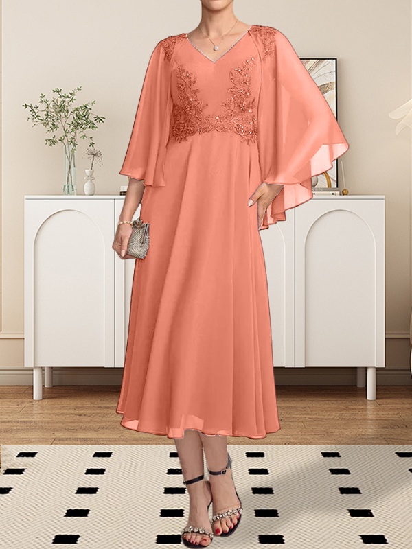 Vestido de gasa con encaje y escote en V, largo hasta la rodilla, para madre de la novia, con lentejuelas y abalorios