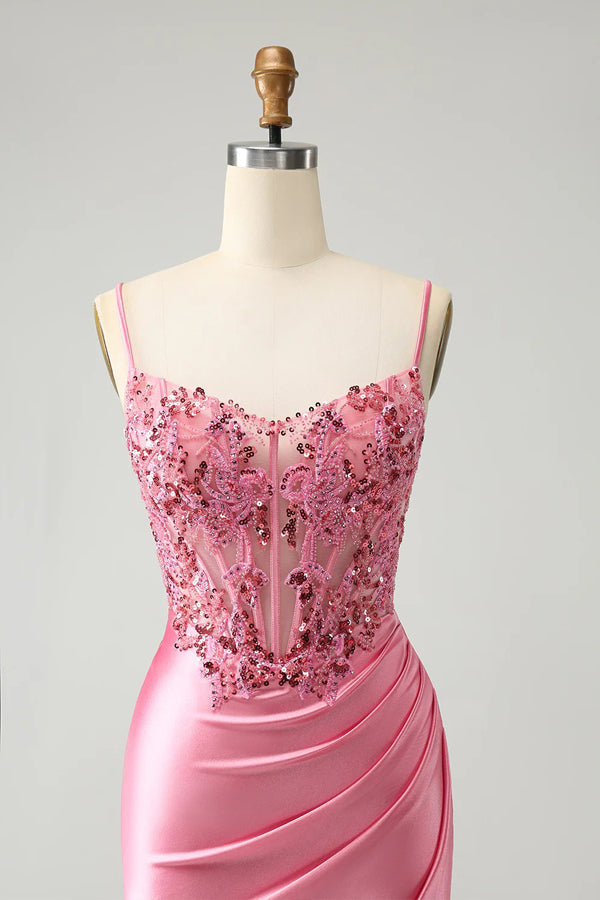 Kurzes, enges Heimkehrkleid im Korsett-Stil, Minikleid mit Perlenstickerei