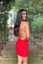 Cute Sweetheart Lace Backless Tight Homecoming Dress Party Dress