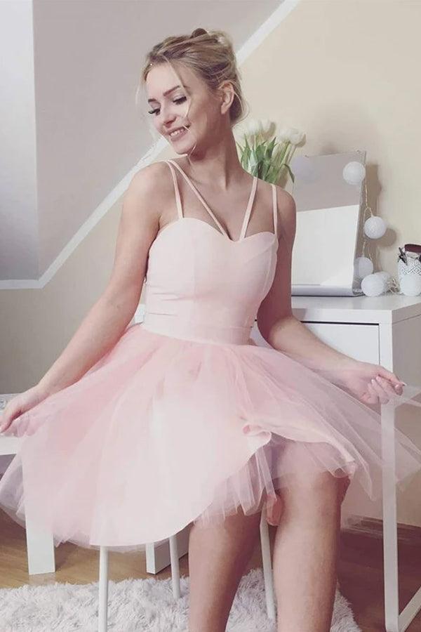 Süßes Schatz-Tüll-kurzes Abschlussballkleid Pinkes Homecoming-Kleid