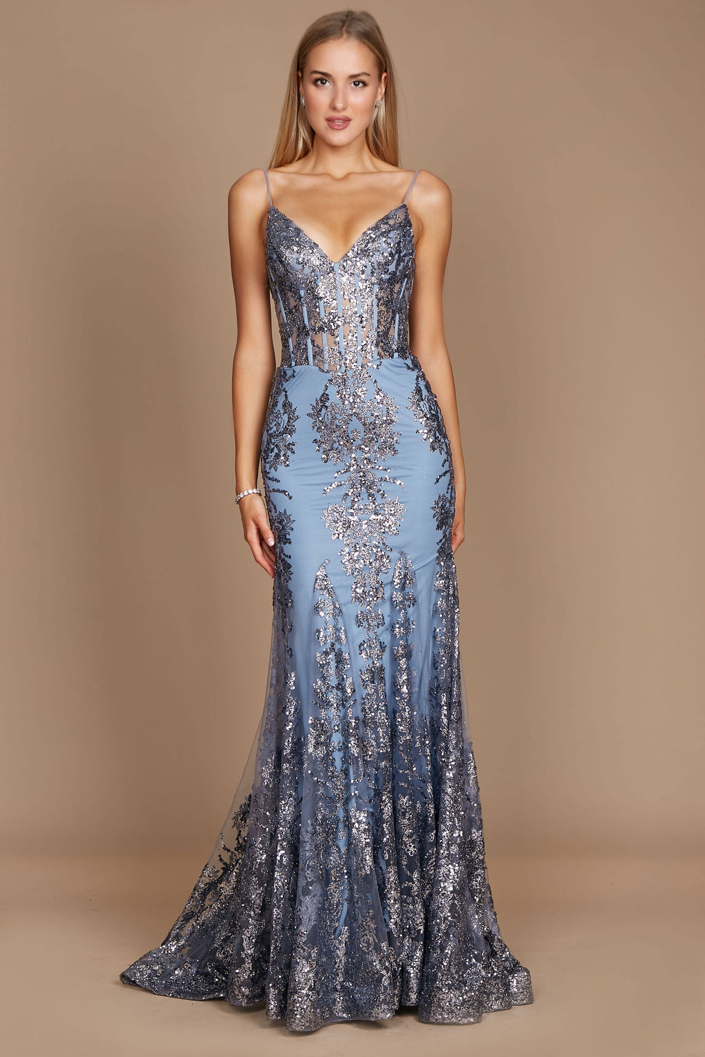 Fitted Corset Long Formal Prom Dress