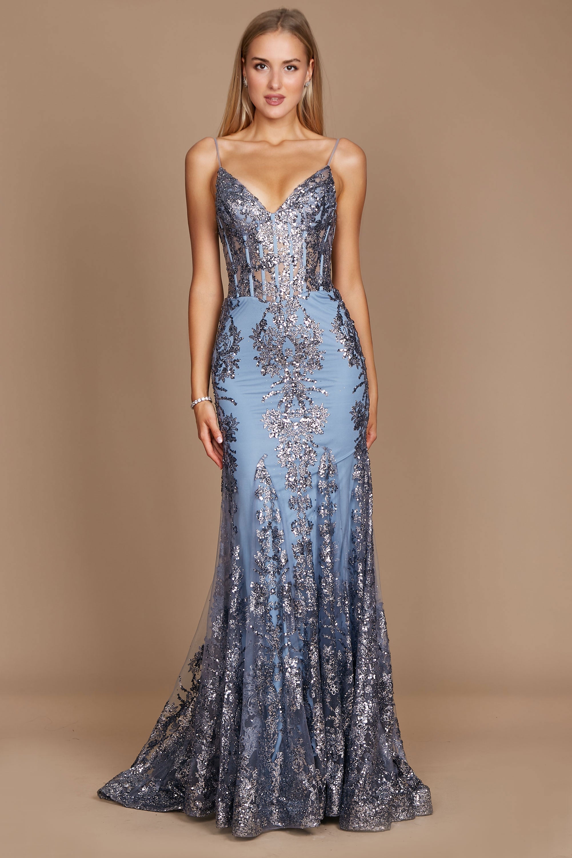 Fitted Corset Long Formal Prom Dress