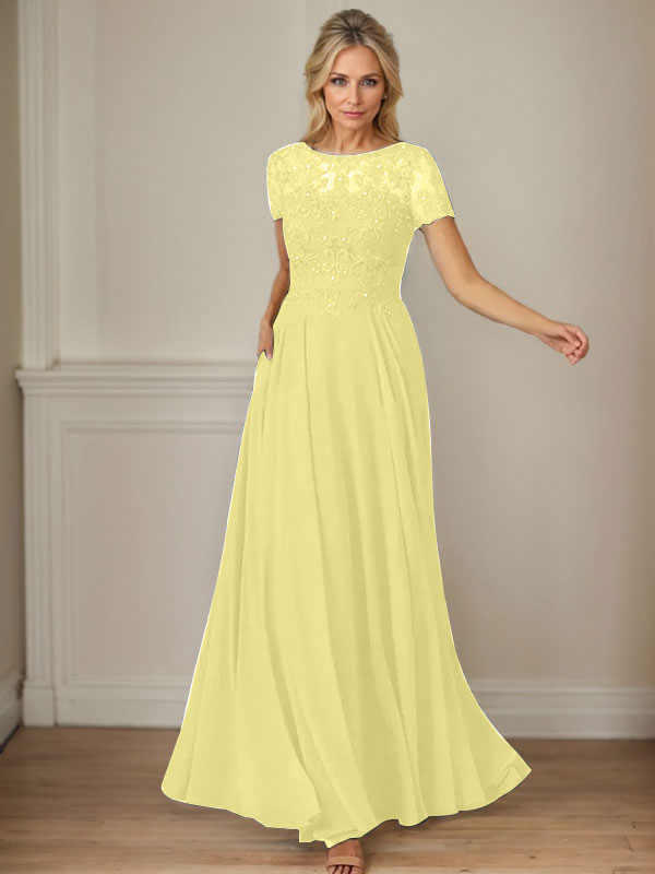 Dunkelblaues A-Linien-Pailletten-Chiffonkleid mit U-Boot-Ausschnitt 