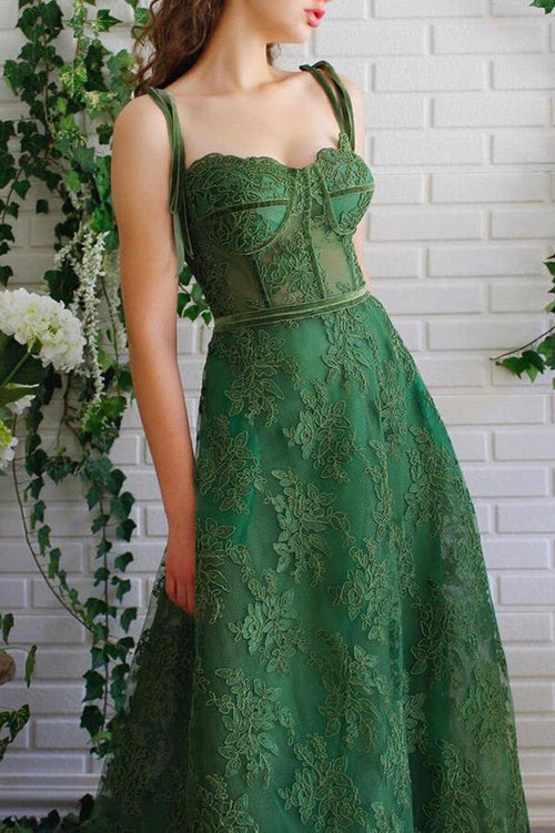 A-line Tulle Lace Spaghetti Straps Prom Dresses Party Dresses