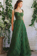 A-line Tulle Lace Spaghetti Straps Prom Dresses Party Dresses