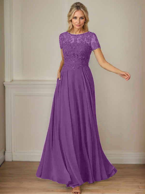 Dunkelblaues A-Linien-Pailletten-Chiffonkleid mit U-Boot-Ausschnitt 