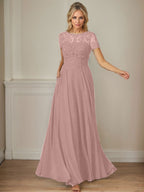 Dunkelblaues A-Linien-Pailletten-Chiffonkleid mit U-Boot-Ausschnitt 