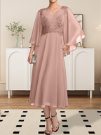 Vestido de gasa con encaje y escote en V, largo hasta la rodilla, para madre de la novia, con lentejuelas y abalorios