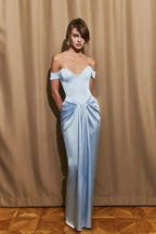 Elegant Column Sweetheart Off-Shoulder Sleeveless Lace-Up-Back Maxi Prom Dress