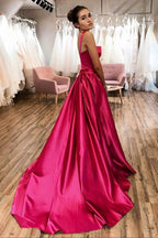 Elegant  Satin A-line Spaghetti Straps Prom Dresses, Formal Dress