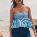Cherry Plaid Peplum Crop Top