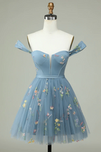 Blumenstickerei Sweetheart Homecoming-Kleid Kurzes Partykleid