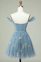 Blumenstickerei Sweetheart Homecoming-Kleid Kurzes Partykleid
