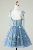 Floral Homecoming Dresses Embroidery A-Line Short Party Dress