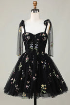 Floral Homecoming Dresses Embroidery A-Line Short Party Dress