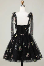 Floral Homecoming Dresses Embroidery A-Line Short Party Dress