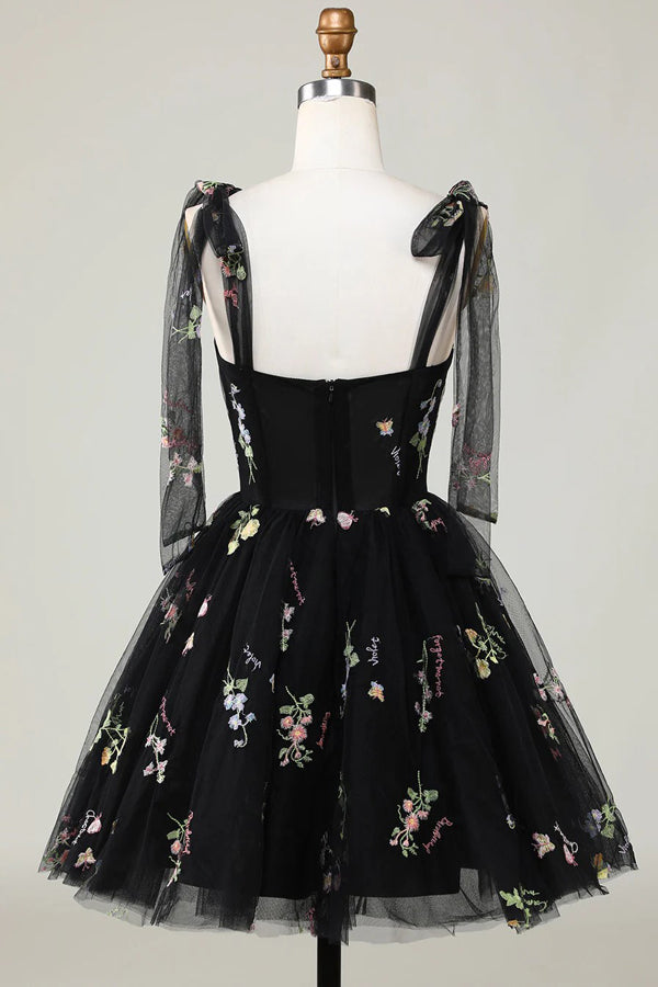 Floral Homecoming Dresses Embroidery A-Line Short Party Dress