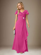 Vestido de gasa fruncido con escote en V y corte A de Stormy 