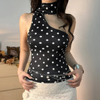 Polka Dot Scarf Crop Top