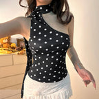 Polka Dot Scarf Crop Top