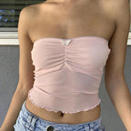 Floral See-Through Tube Crop Top