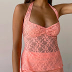 Sheer Halter Bandage Crop Top