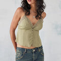 Ruched V-Neck Solid Crop Top