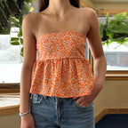 Floral Tie Backless Crop Top