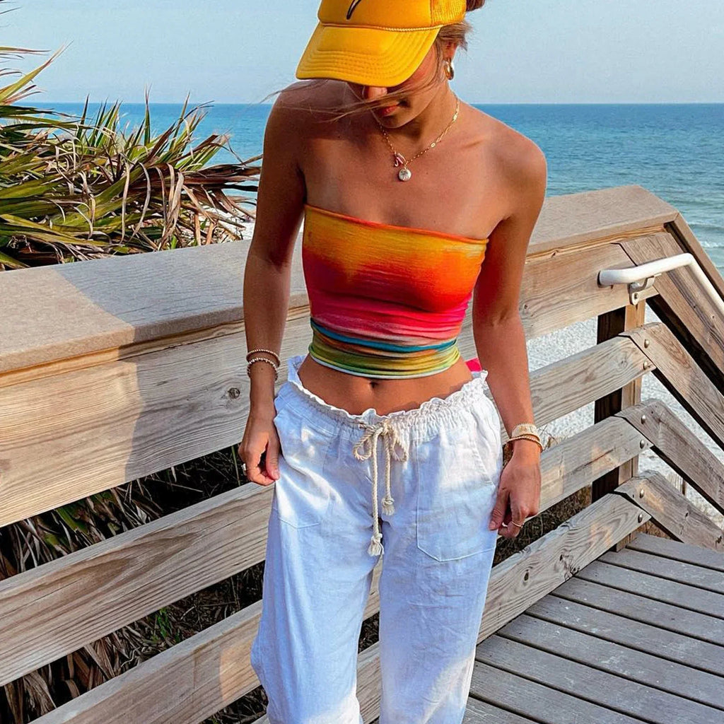 Wrap Chest Strapless Crop Top