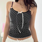 Polka Dot Bow Camis Crop Top