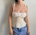 Lace Patchwork Bustier Crop Top