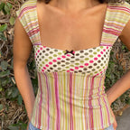 Plaid Stripes Square Crop Top