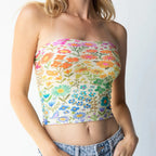 Floral Strapless Bandeau Crop Top