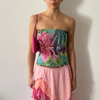 Floral Strapless Slim Crop Top