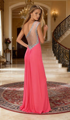 Glamoroso vestido de fiesta de corte A con un solo hombro y adornos de cristal