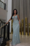 Glamorous Crystal Embellished Mermaid Gown with Lace-Up Back: Prom Dress