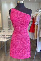 Glitzerndes, schulterfreies Homecoming-Kleid mit Pailletten