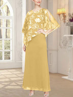 Langes Glitzer-Mesh-Kleid mit neuartigem asymmetrischem Überwurf-Oberteil 