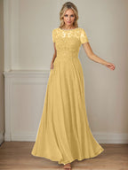 Dunkelblaues A-Linien-Pailletten-Chiffonkleid mit U-Boot-Ausschnitt 