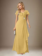 Vestido de gasa fruncido con escote en V y corte A de Stormy 