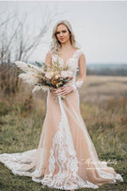 Gorgeous Tulle Mermaid Long Sleeves Wedding Dresses With Appliques