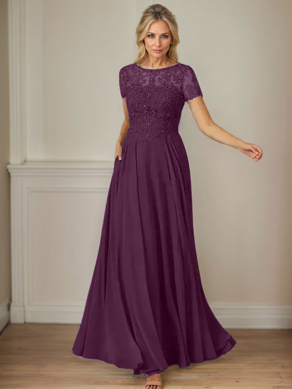 Dunkelblaues A-Linien-Pailletten-Chiffonkleid mit U-Boot-Ausschnitt 