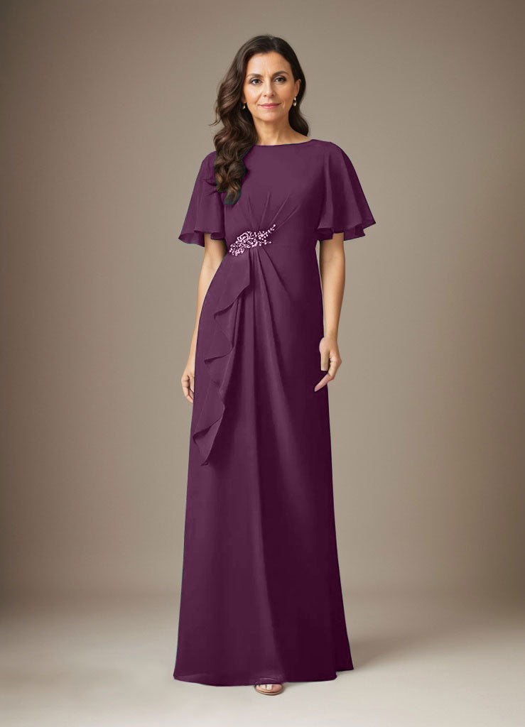 Vestido de gasa con cuentas en azul marino oscuro