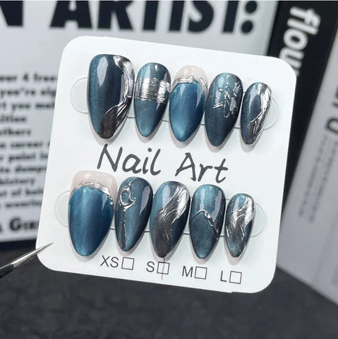 Fashionable Almond Nail Decals Popular Press Glue for Finger Application