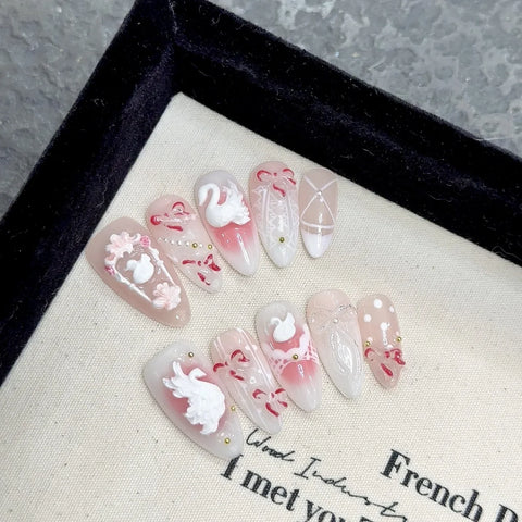 Fashion ABS False Nails Full Cover Handmade Long Short Nails Detachable Press on Nails