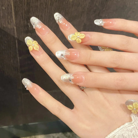 Handcrafted Wearable Nails Sparkling Cat-eye Hand-painted Gradient Blush New Design Fully Handmade Wear-on Nails