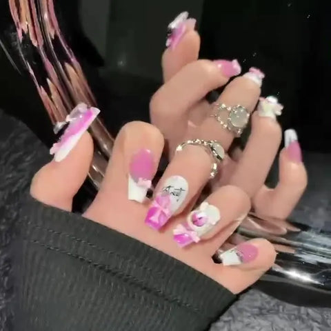High Quality Artificial Nails Medium Length Full Cover Luxury Diamond Handmade Press on Nails  Wear Nail