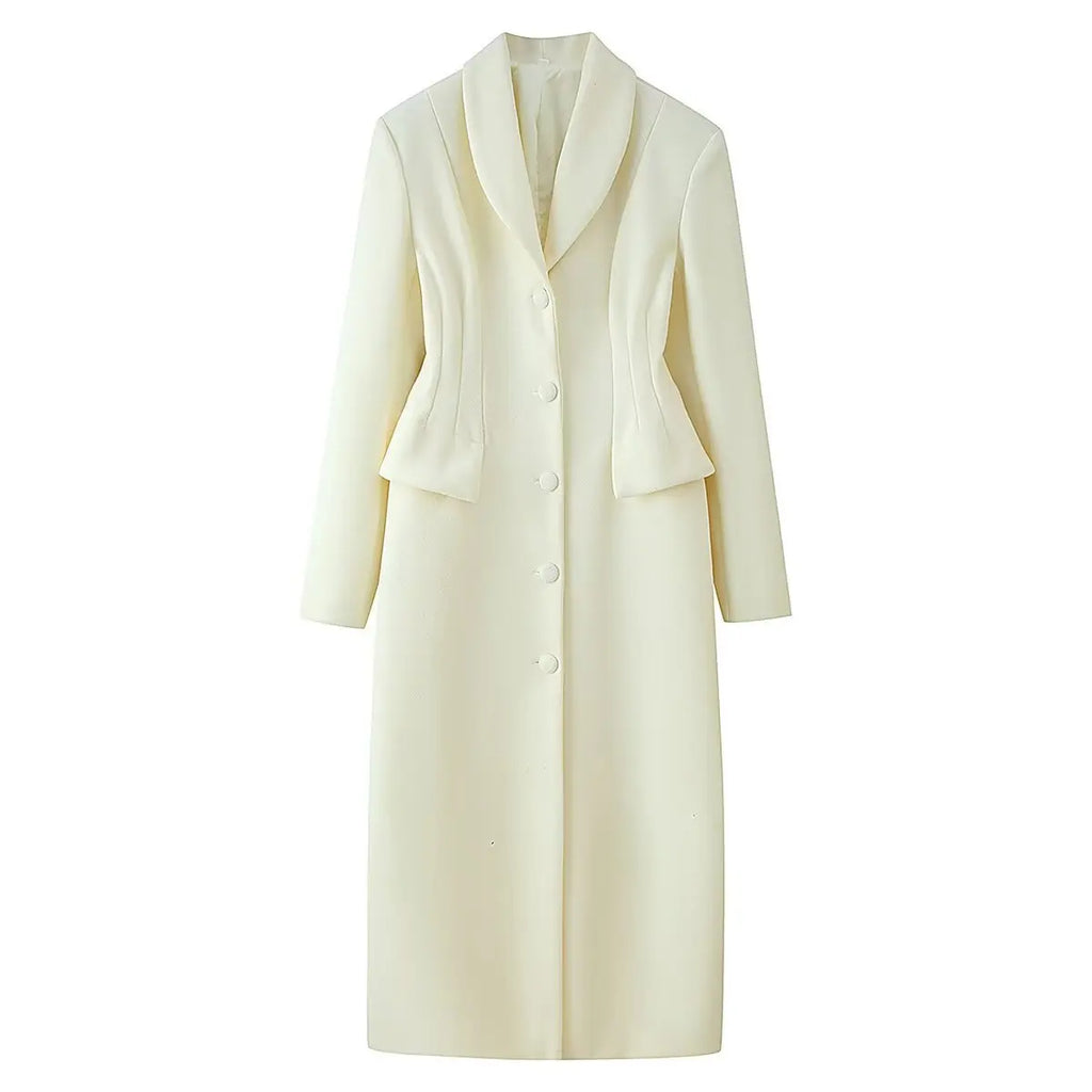 Casual Coats Ladies Autumn Winter Elegant Jacket Lapel Long Coat Women